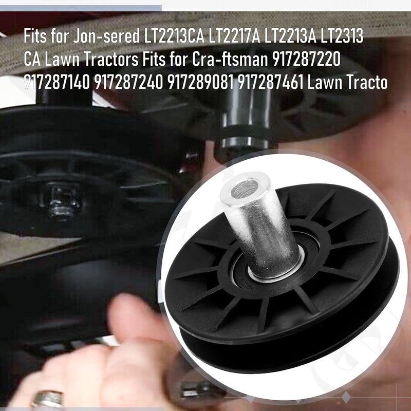 ZHIXING 532407287 532194326 V-Groove Idler Pulley and 532194327 Flat Idler Pulley Set Compatible with Husqvarna Craftsman Sna-pper Poulan Jonsered Mower LTH1538 LGT2554 917287220 194326 194327 407287 - Image 3